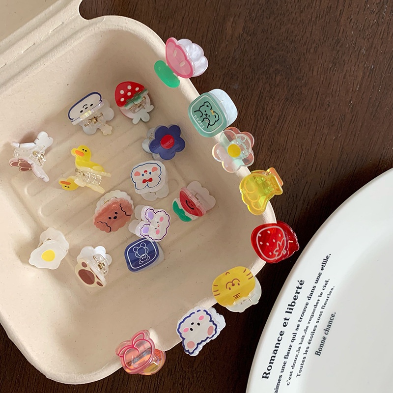 Set 2 Kẹp Tóc mini Họa Tiết Trái Cây Hoạt Hình Phong Cách Hàn Quốc Cho Bé Gái