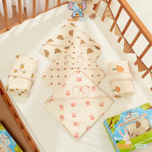 Ủ Xô Muslin Hạt Đậu 4 Mùa Cho Bé Mềm Mịn Thoáng Mát Họa Tiết Siêu Xinh Doomi Shop - HT627