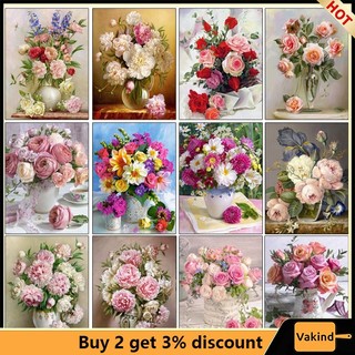 Vakind Bộ Tranh Đính Đá 5d Tự Làm Hình Bình Hoa Hồng Trang Trí Tường