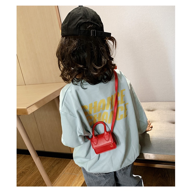 Chic joy Túi Đeo Chéo pu markron mini Dễ Thương Thời Trang Mạng Màu Đỏ Phương Tây Phiên Bản Hàn Quốc Cho Trẻ Em