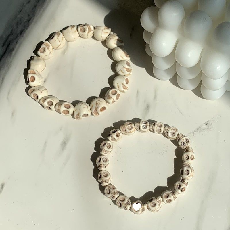 Handicrafts Cool Skeleton Bracelet Girls' New White Turquoise Handicrafts Fashion Jewelry Style Retro Bracelet Couple Handicrafts Fashion