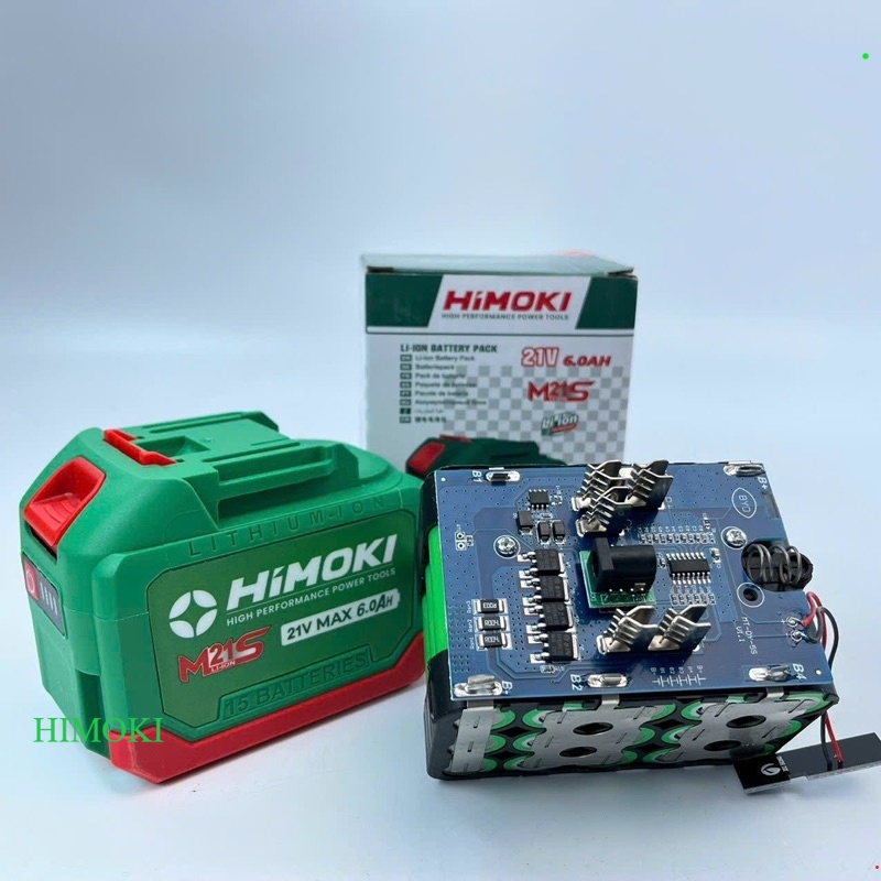 HIMOKI pin 15cel HIMOKI  21v -6ah 4 mosfes vỏ trống cháy trống va đập dòng sả cao HIMOKI ĐL HIMOKI