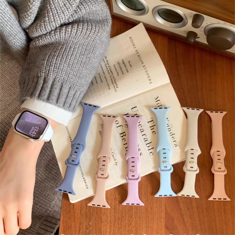 Dây Đeo Đồng Hồ Bằng silicone Mềm Mỏng Cho iwatch ultra 2 49mm 45mm 41mm 40mm 44mm 38mm 42mm 9 8 7 6 5 4 3 se