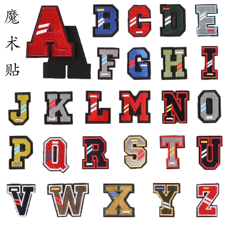 Chữ Anh Velcro Thêu Vải Dán Thêu Nhãn Thêu Quần Áo Phụ Kiện Huy Hiệu