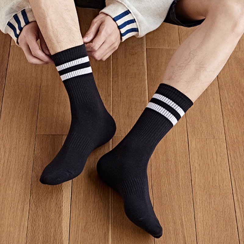 Vớ cotton Thể Thao Thấm Hút Mồ Hôi Họa Tiết Kẻ Sọc Thời Trang Thu Đông Cho Nam - lqz