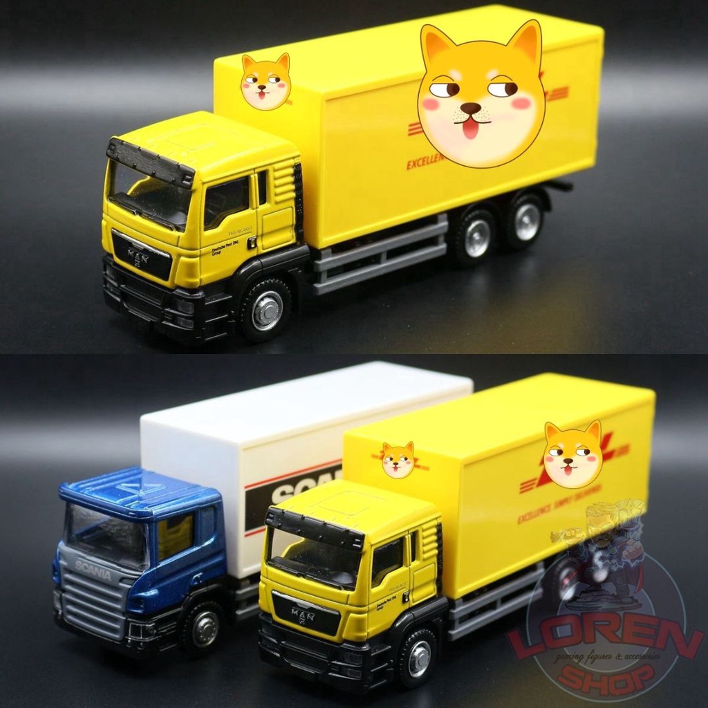 Mô hình ô tô tải kim loại tỷ lệ 1:64, xe chở hàng bằng sắt chạy cót - Lorenshop