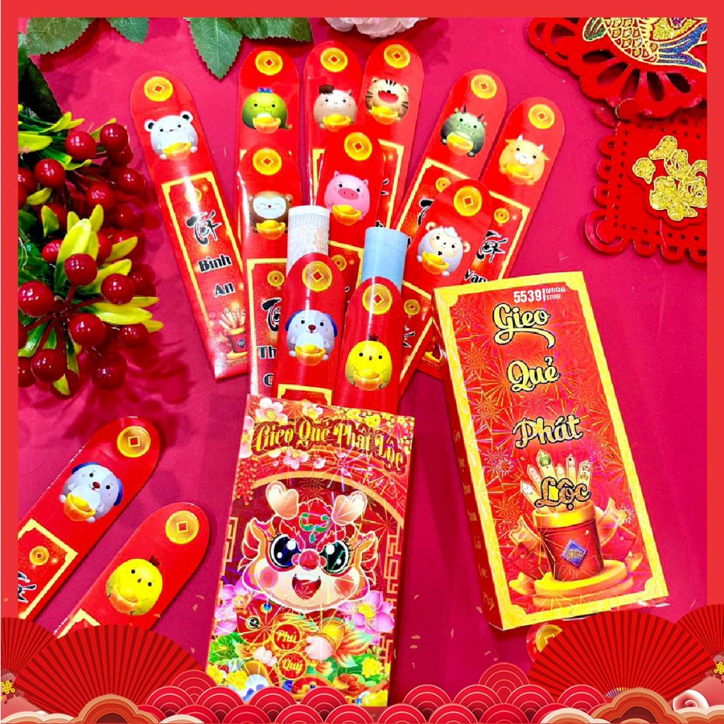 Lì xì gieo quẻ ⚡️ Giá sỉ ⚡️ hộp lì xì gieo quẻ 12 con giáp tết 2024 giá sỉ đẹp độc lạ có phản quang