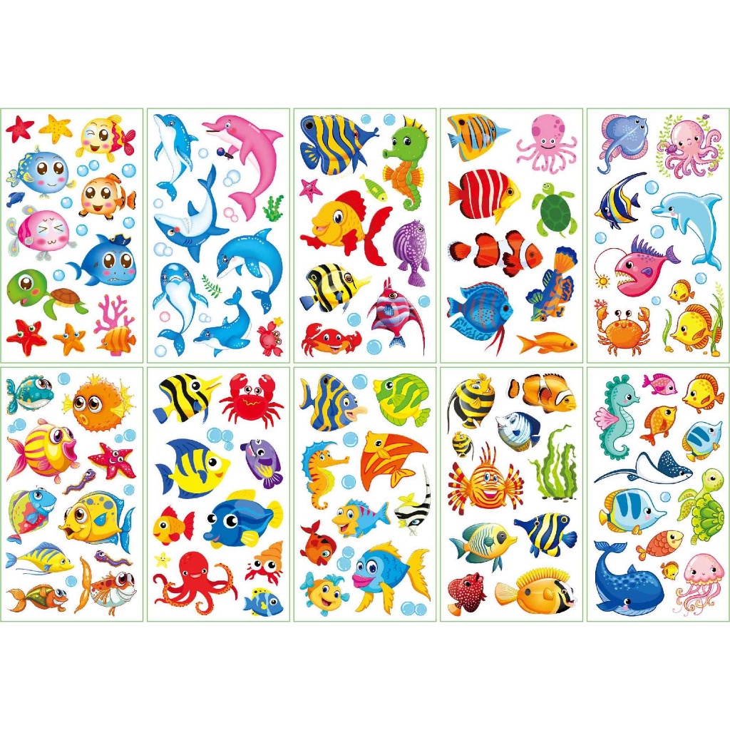 10 Miếng Hình Xăm Tạm Thời Sáng Bóng Màu Sắc Cho Bé Trai Bé Gái Với Hình Ảnh Kỳ lân, Phi hành gia, Động vật Chống Nước