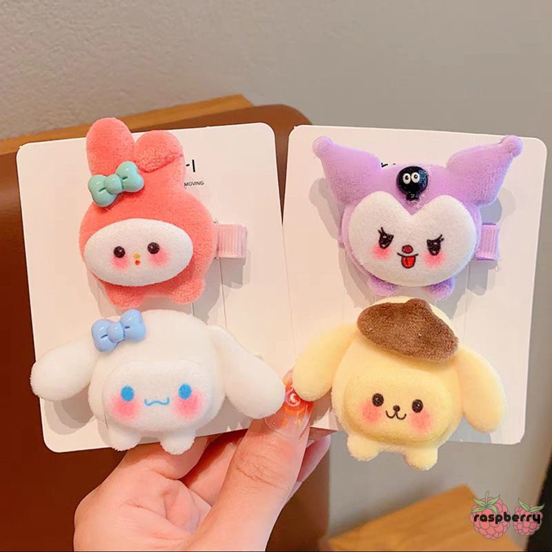 SANRIO Dễ Thương Kẹp Tóc Lông Xù Kiểu Hoạt Hình Đáng Yêu Cho Nữ Kiểu Hàn Quốc