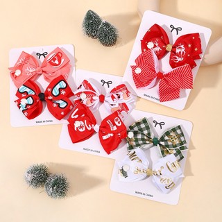 Set 2 kẹp tóc nơ giáng sinh đáng yêu cho bé gái