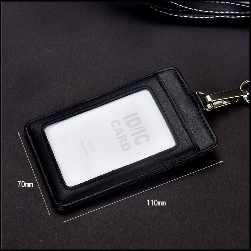 Ví Da Thật Đựng Thẻ id Kèm Dây Đeo nylon Thời Trang Công Sở