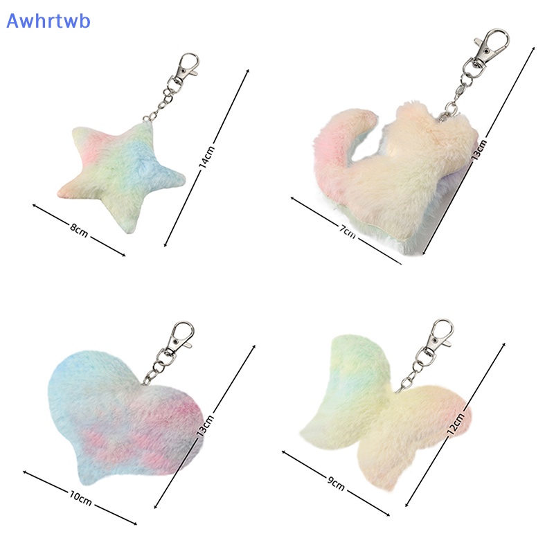 Awhrtwb Móc Khóa Hình Mèo / Bướm / Ngôi Sao / Trái Tim Nhồi Bông Nhiều Màu Dễ Thương Phụ Kiện Trang Trí Túi Xách