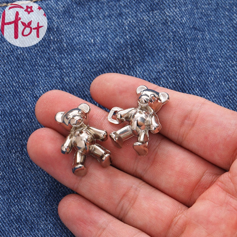 Jr 1 Cặp Nút Thắt Lưng Quần jean Thay Thế Hình Gấu Có Thể Điều Chỉnh