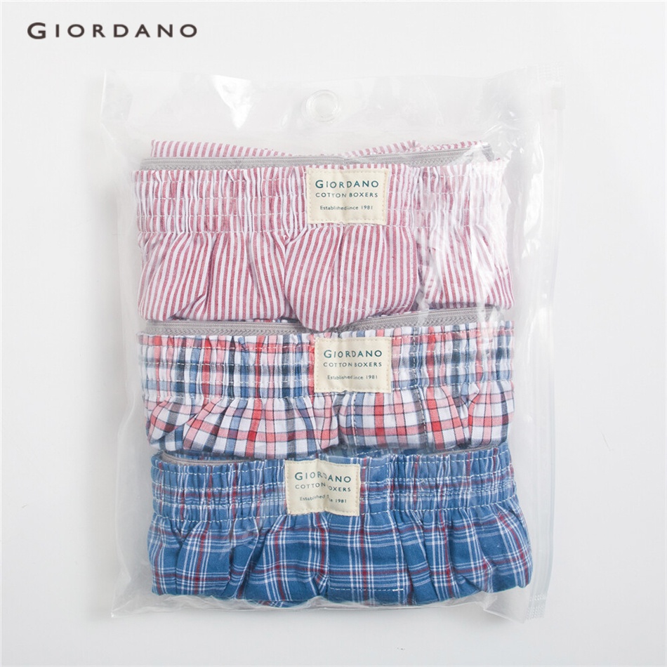 Bộ 3 quần đùi GIORDANO 01179139 màu tương phản chất liệu cotton thời trang