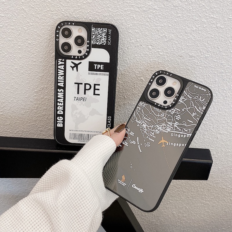 Ốp Điện Thoại Cứng Tráng Gương Hình Vé Máy Bay Cho iphone 15 14 13 12 11 pro max plus