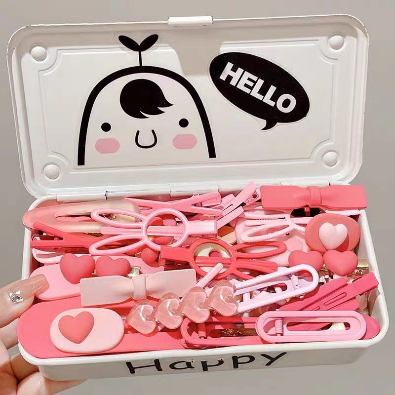 Bộ 38 Kẹp Tóc Màu Hồng Dễ Thương Phong Cách Hàn Quốc Cho Bé Gái