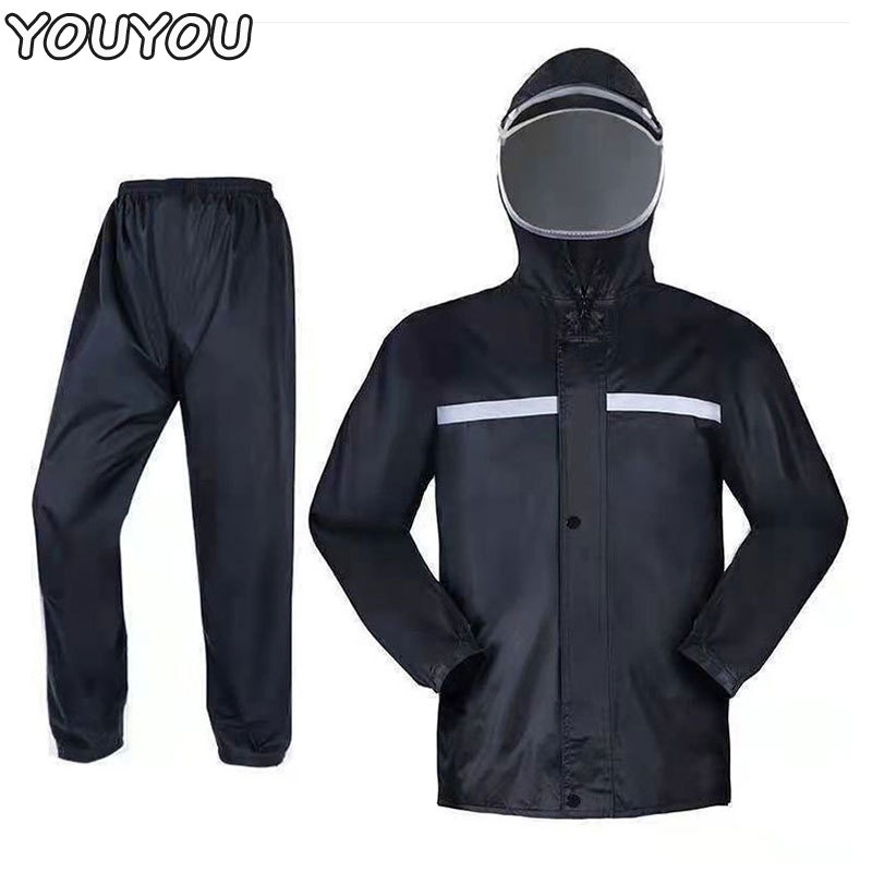 Youyou Bộ Quần Áo Mưa Dài Che Phủ Toàn Diện Xẻ Tà Thời Trang Chống Mưa Hoạt Động Ngoài Trời Dành Cho Người Lớn