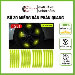 Bộ 20 miếng dán phản quang, trang trí vành bánh xe miếng dán phát sáng cho ô tô xe máy xe đạp