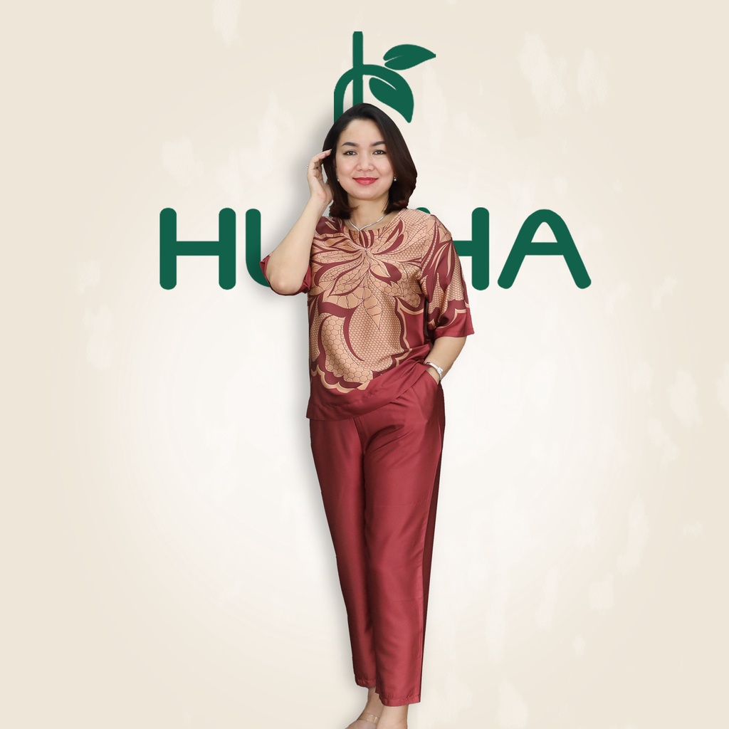 (Mã E160) Đồ bộ trung niên Huy Hà , kiểu dáng : cổ tròn , tay lỡ , bộ lụa chất vải tơ tăm