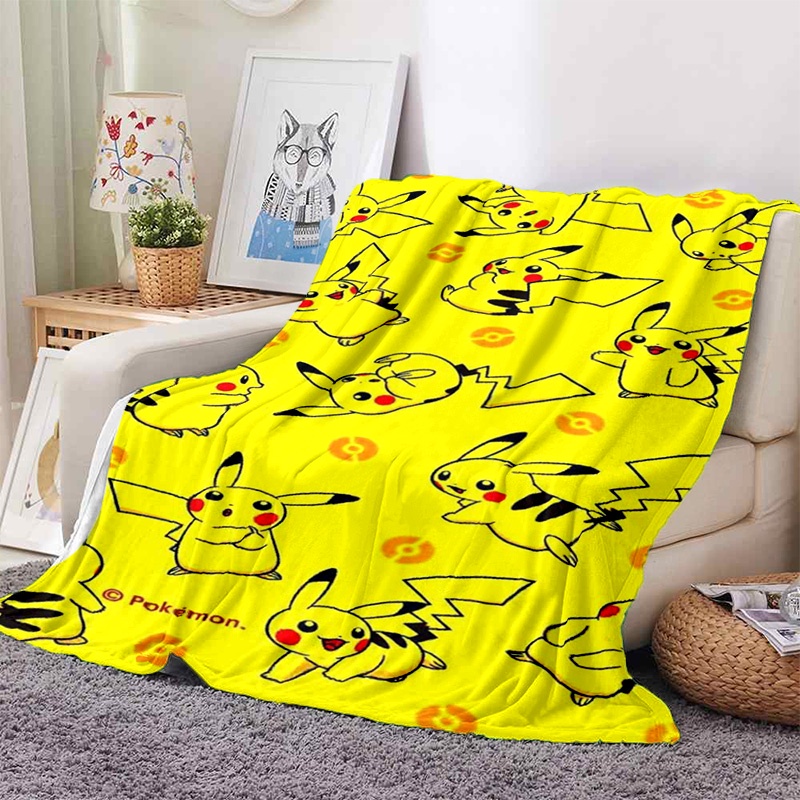 Chăn Điều Hòa Nhiệt Độ Mềm Mại Thoải Mái In Hình Pokemon mon pikachu animation 6