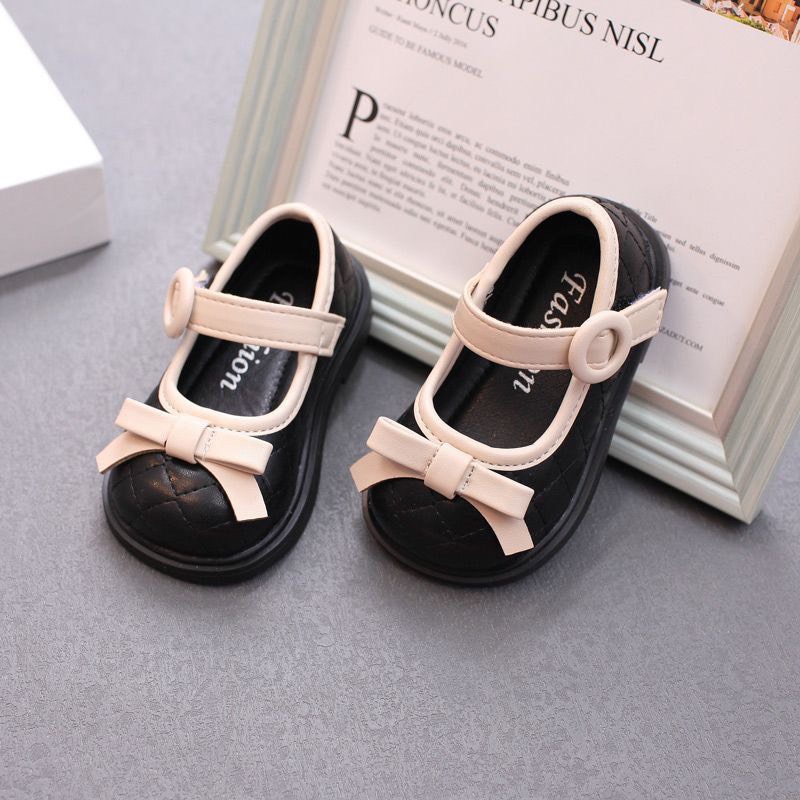HÀNG MỚI VỀ_Giày Búp Bê Gắn Nơ Cho Bé Gái Phong Cách Hàn Quốc Chất Da Đế Mềm 0 - 3 tuổi