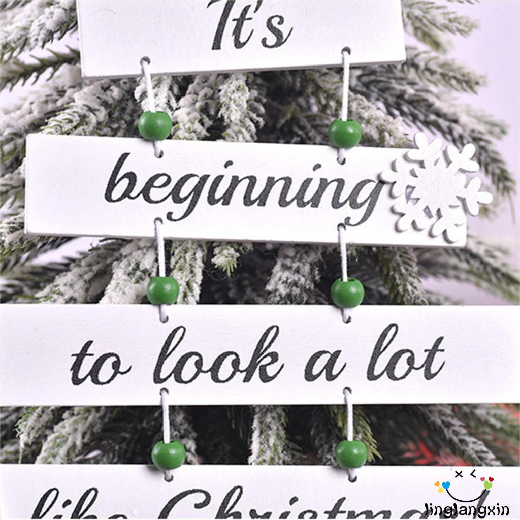Phụ Kiện Treo Trang Trí Cây Thông Giáng Sinh Bằng Gỗ Hình Nơ Và Chữ Xinh Xắn