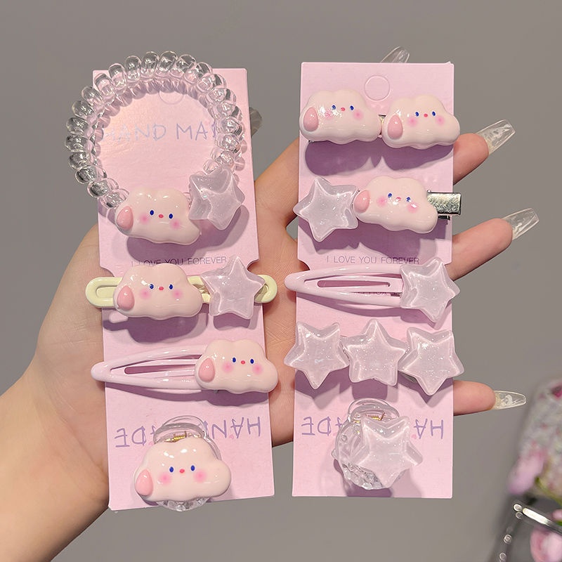Set 5 Kẹp Tóc Hình Đám Mây / Ngôi Sao / Đám Mây Dễ Thương Xinh Xắn Cho Nữ