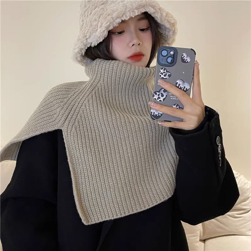 Khăn Choàng Cổ Bằng Len Dệt Kim Giữ Ấm Chống Lạnh Xẻ Tà Thời Trang Thu Đông Phong Cách Hàn Quốc Cho Nữ