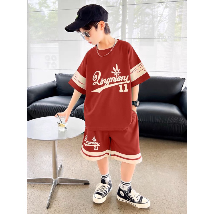 Bộ thun cotton bé trai LING LD2377