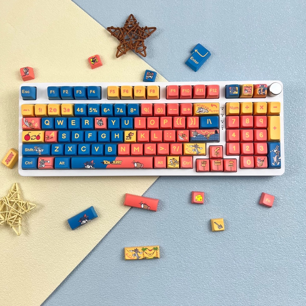Tom và Jerry Keycaps MDA Profile Anime PBT Dye Sub Bàn Phím Cơ Keycap