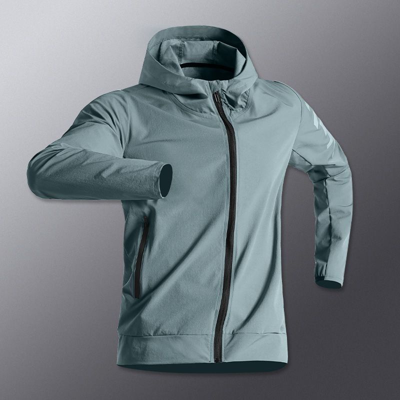 Áo Khoác Gió Thể Thao Có Mũ Trùm Và Khóa Kéo Khô Nhanh Phong Cách Mới Mùa Thu Cho Nam