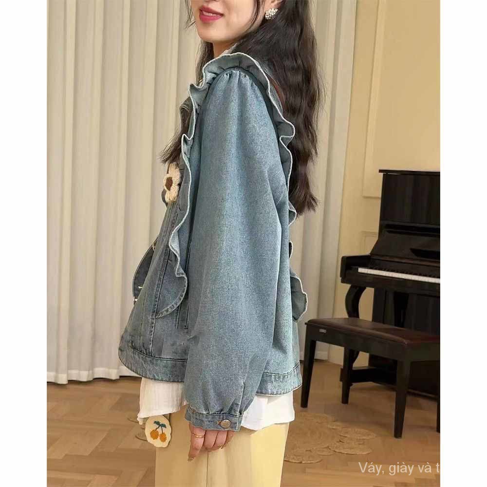 Áo Khoác denim Dáng Rộng Phong Cách retro Nhật Hàn Thời Trang Mùa Thu 2023