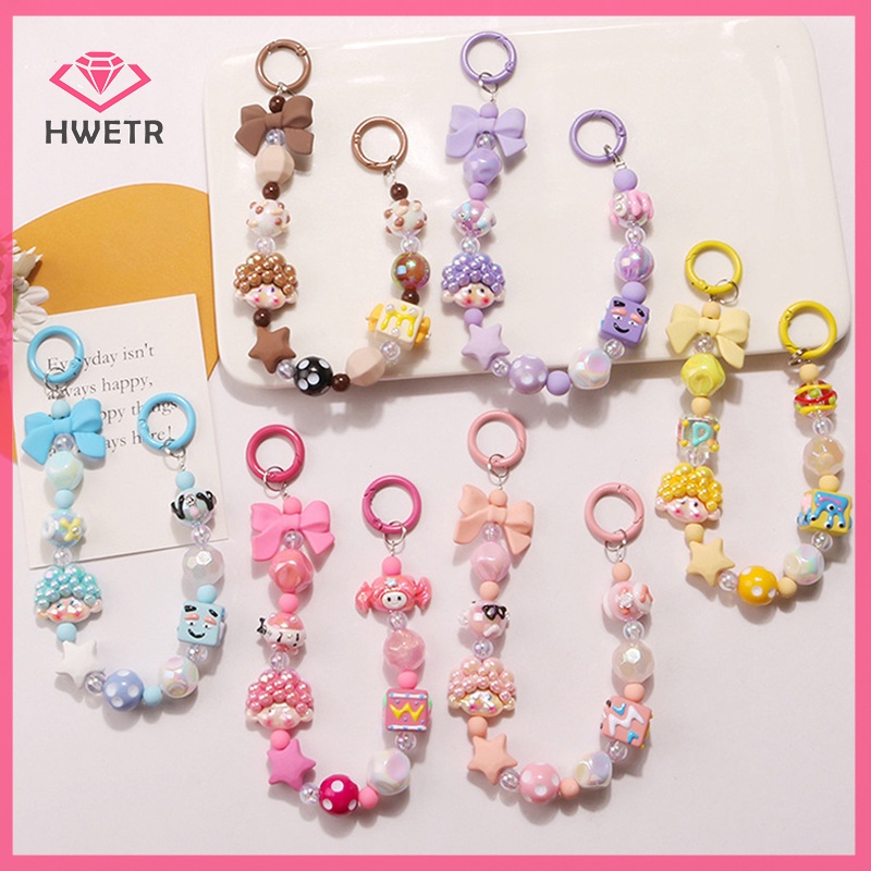 Hwetr dopamine Dây Đeo Điện Thoại Chuỗi Hạt Xoăn Tóc Màu Kẹo Hình Máy Ảnh Dễ Thương Cho Nữ Mới