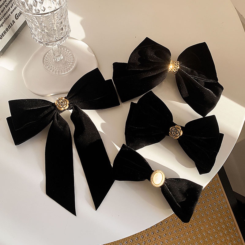 Đen Kẹp Tóc Hình Nơ Phong Cách Hàn Quốc Cao Cấp Cho Nữ