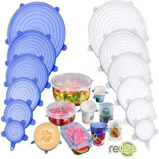 Set 6 nắp silicone đậy tô / nắp đậy thức ăn tái sử dụng linh hoạt
