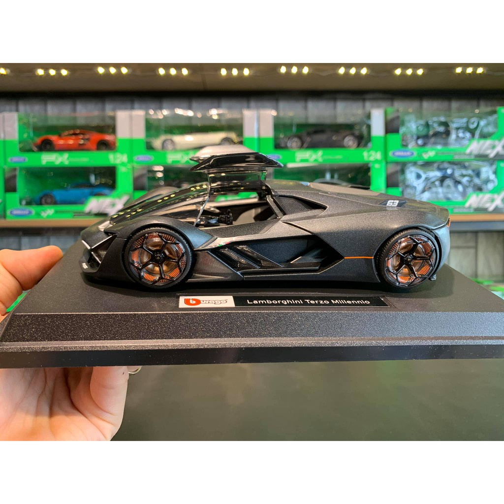 Giá rẻ Mô hình ô tô siêu xe Lamborghini Terzo Millennio tỉ lệ 1:24 hãng Burago màu đen tặng ô tô
