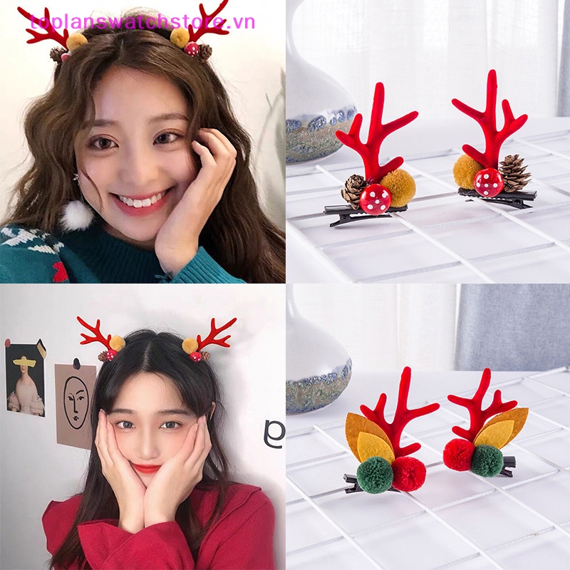 1 Cặp Kẹp Tóc Hình Nơ / Ông Già Noel / Tuần Lộc Giáng Sinh Dễ Thương Cho Bé Gái vn