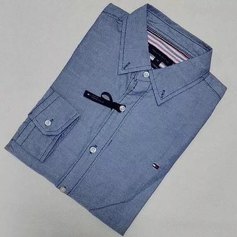 ❤❤❤❤tommy hilfiger long sleeve solid color classic brand shirt men's casual fashion all-match handsome shirt