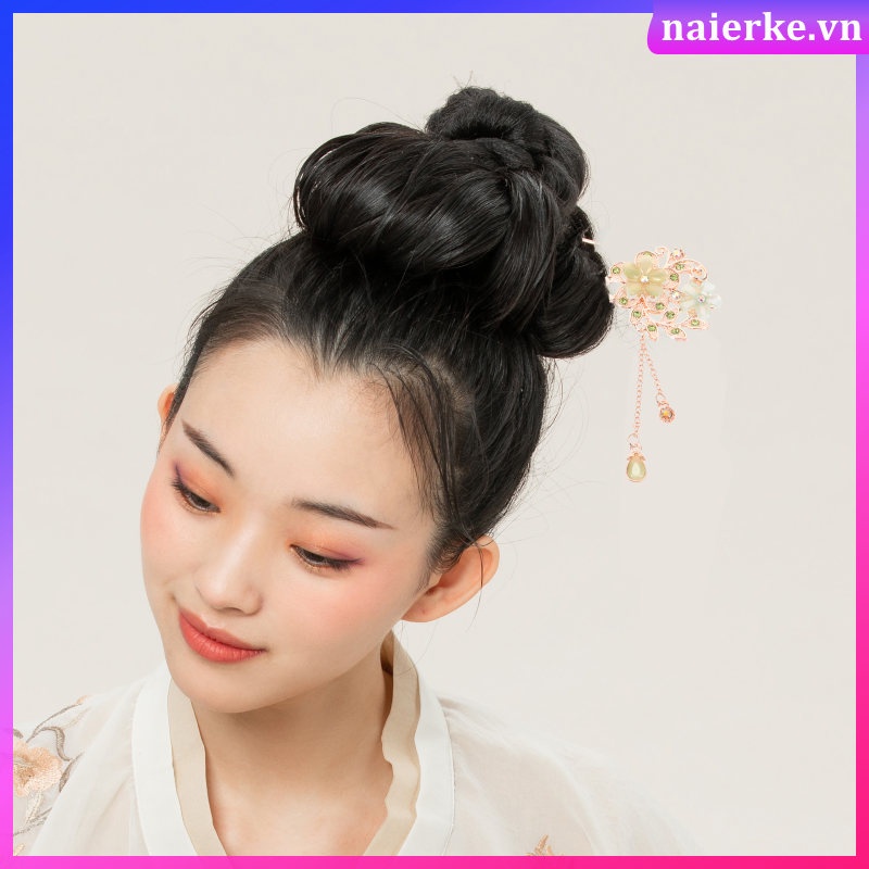 Trâm Cài Tóc Hình Hoa Phối Tua Rua Phong Cách Trung Hoa Cho Nữ
