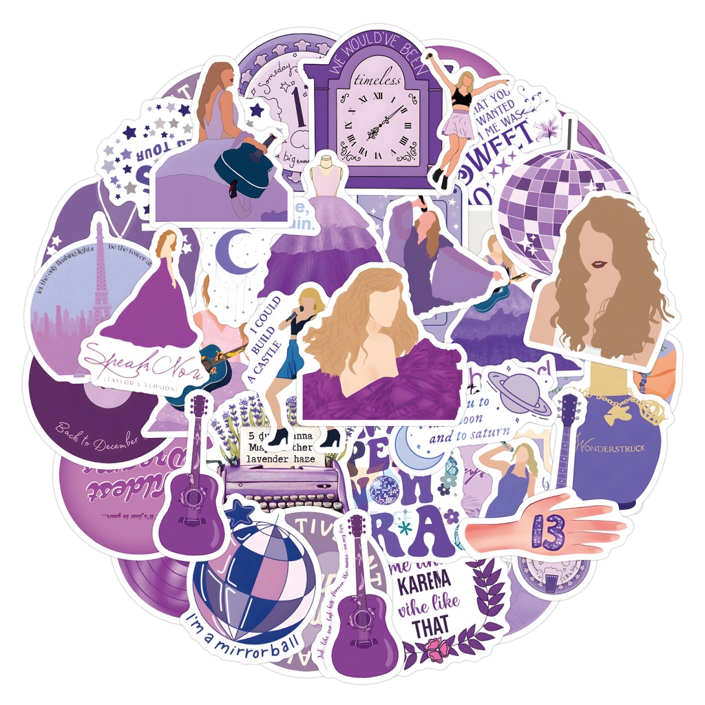 Bộ 60 / 100 / 200 Sticker Dán Trang Trí Mũ Bảo Hiểm Hình Ca Sĩ taylor swift