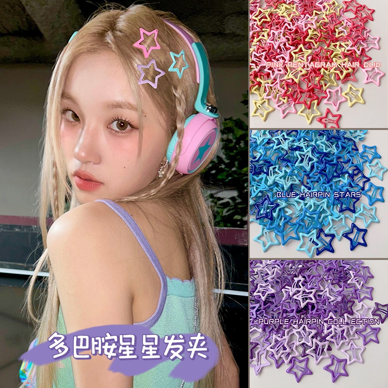Kẹp Tóc Hình Ngôi Sao Năm Cánh Nhiều Màu Sắc y2k