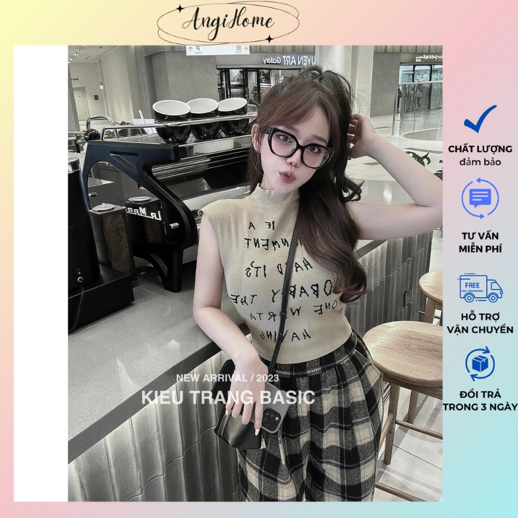 SET ÁO KEM CHỮ SÁT NÁCH + QUẦN CARO SUÔNG ANGIHOME