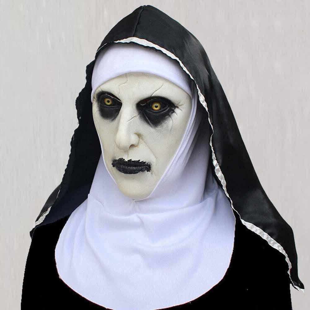 The Horror Scary Nun Latex Mask w/Headscarf Valak Cosplay for Halloween Costume HOT