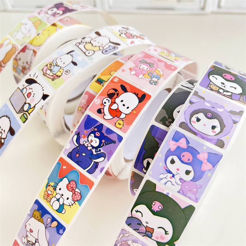 SANRIO Cuộn 500 Miếng Dán 1inch Hoạt Hình Cậu Bé Bút Chì Trang Trí