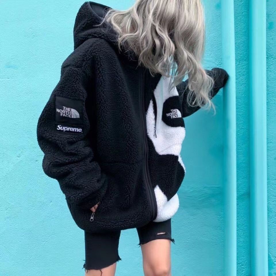 The north face Áo Khoác Lông Cừu Có Nón Dày Dặn Ấm Áp Thời Trang Cho Nam Nữ
