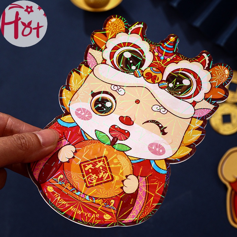 Set 6 Bao Lì Xì Màu Đỏ In Hình Rồng Hoạt Hình Đáng Yêu Dành Cho Năm Mới 2024 vn