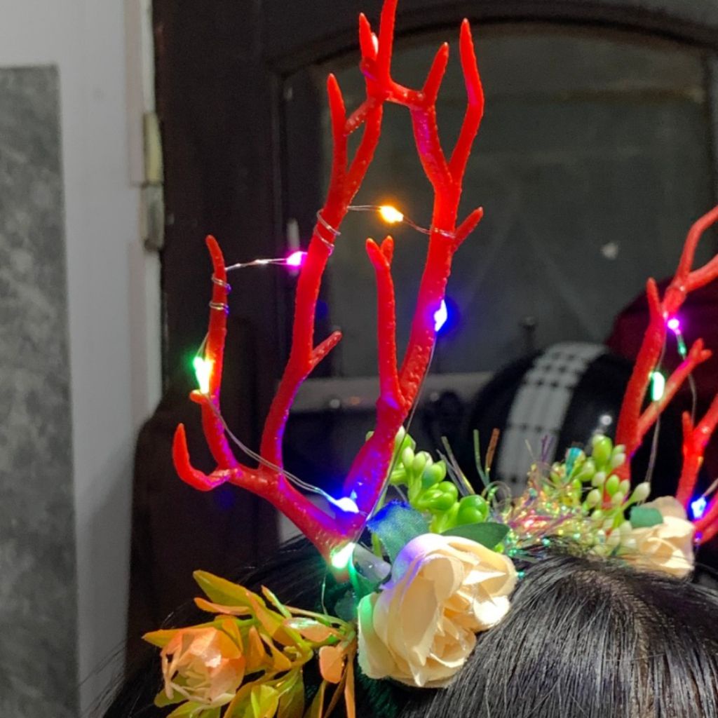 Bờm Noel cute - băng đô cài tóc đồ dùng làm quà tặng trong mùa giáng sinh - siêu dễ thương - gắn đèn led - siêu đẹp