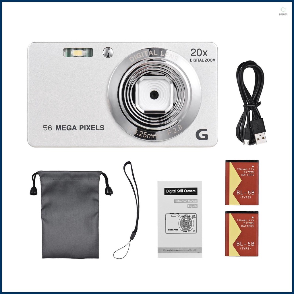 Portable Digital Camera with 2pcs Batteries and Hand Strap - Perfect for Kids and Teens