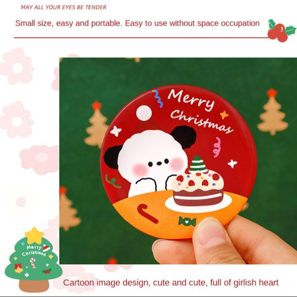 Hchc Gương Trang Điểm mini Cầm Tay Bỏ Túi Hình Ông Già Noel
