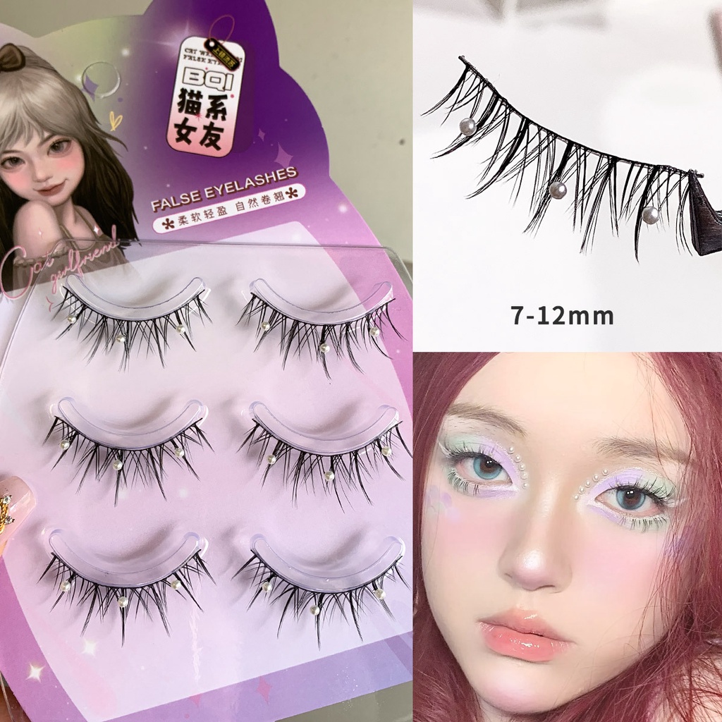 BHI Dream Pearl Sequined Lông Mi Giả Một Mảnh Tự Nhiên Mô Phỏng Màu Đen Thân Barbie Gương Mắt Lông M